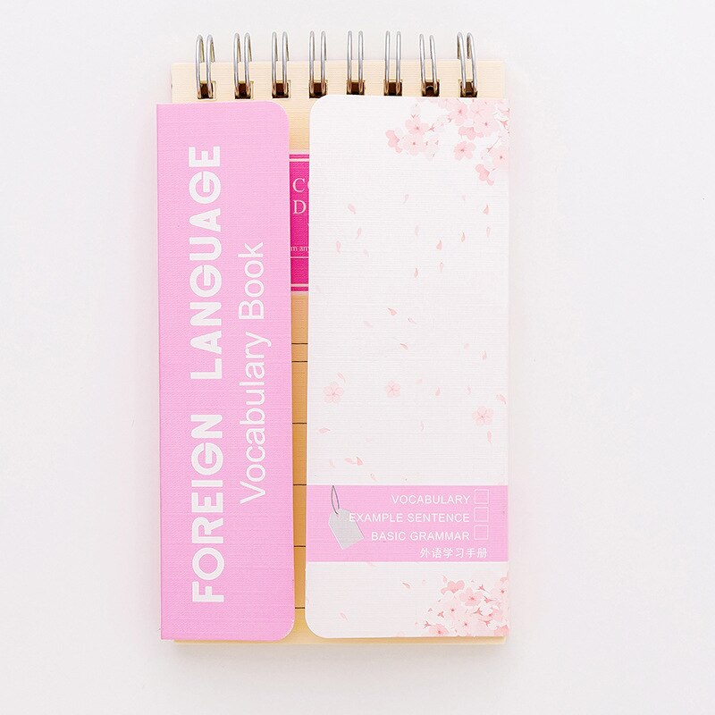 pink sakura foreign language vocabulary Coil book mini Notebook Diary Notepad Escolar Papelaria