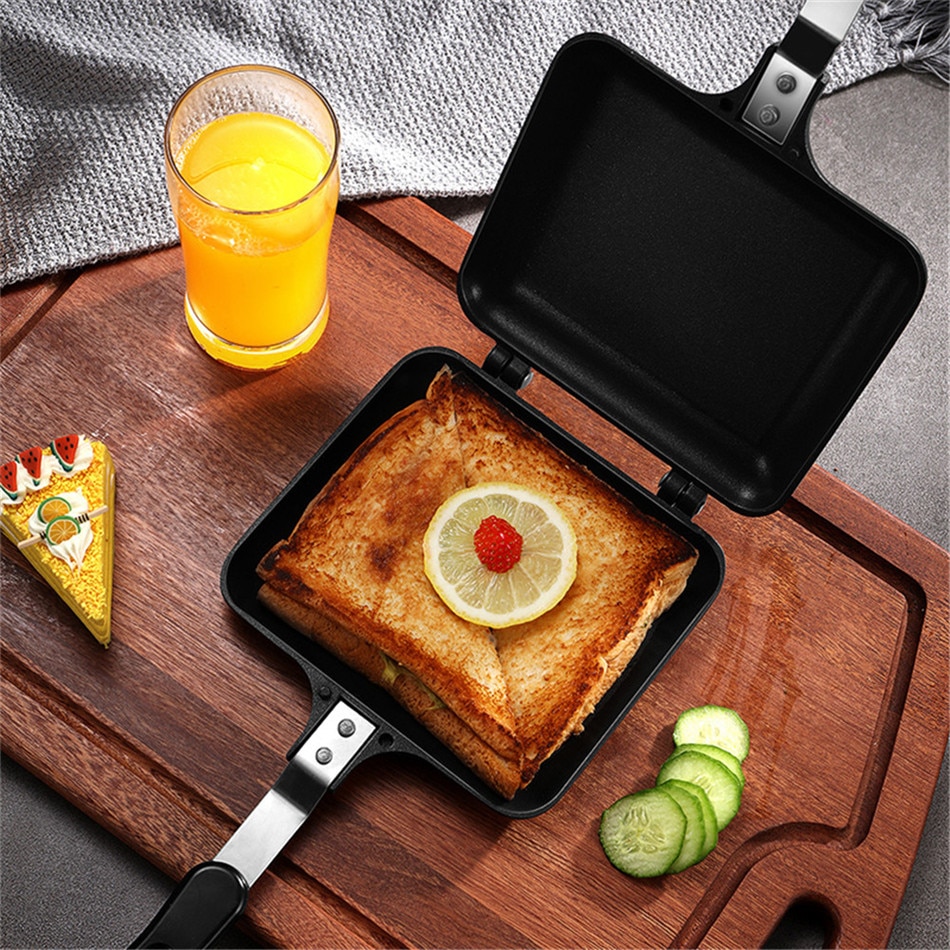 Ttlife sandwich toaster grill snack maker nonstick stekepanne dobbel side med håndtak
