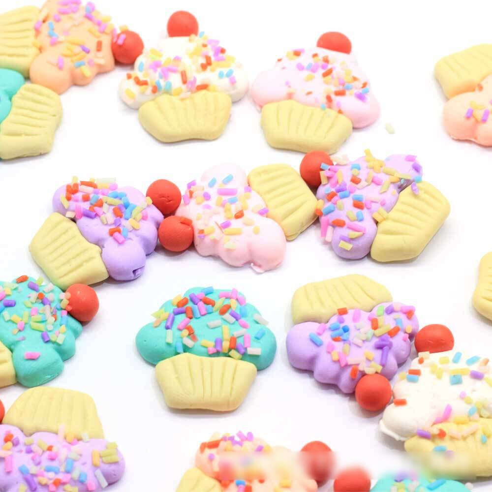 10 Uds. De arcilla polimérica Kawaii en miniatura para manualidades, cabujones con parte trasera plana para pastel de caramelo, ajuste el teléfono, accesorios de bricolaje: 6x24x28mm