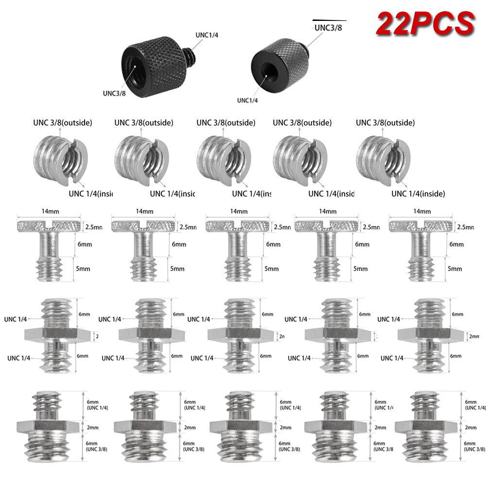 1/4 Inch to 3/8 Inch Male Female Converter Threaded Adapter Screws Accessory Photo Studio Kit Camera screw for Light Stand Flash: Set 2   22PCS