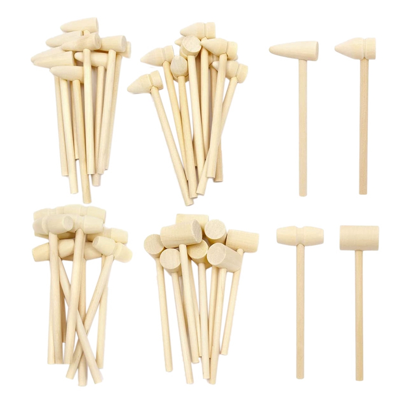 40 Pcs Mini Houten Hamers Hout Krab Zeevruchten Krab Kreeft Hamers Hout Mallet Beukende Speelgoed Kleine Schelpdieren Hamer Tool