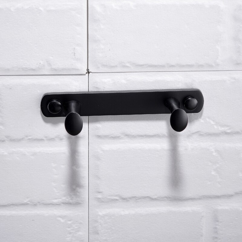 Gancho redondo de latón negro para bata, perchero para abrigo y sombrero, montaje en pared, acabado negro, accesorios de cocina para Baño: 2 Hooks