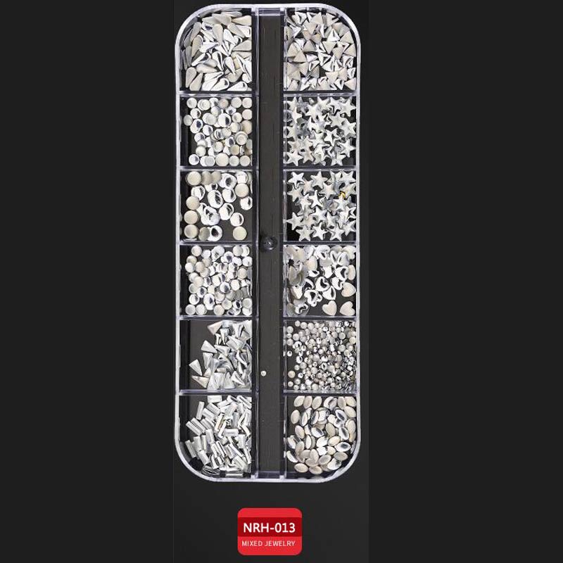 Neue Nagel Kunst Dekorationen 3D Kristall AB Strass Nagel Steine Charme Edelsteine Perle DIY Gold Silber Niet NäGel Schmuck Zubehör: 013