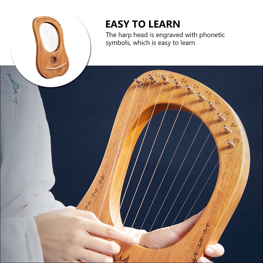 1 Set Lier Harp Instrument 10 Snaren Mahonie Lier Instrument Kit Zonnegod Lier