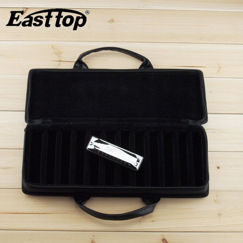 Easttop 10-- hulls blues-munnspillfodral / diatonisk munnspillerveske / harpeveske / instrumentveske for 12 blues-munnspill