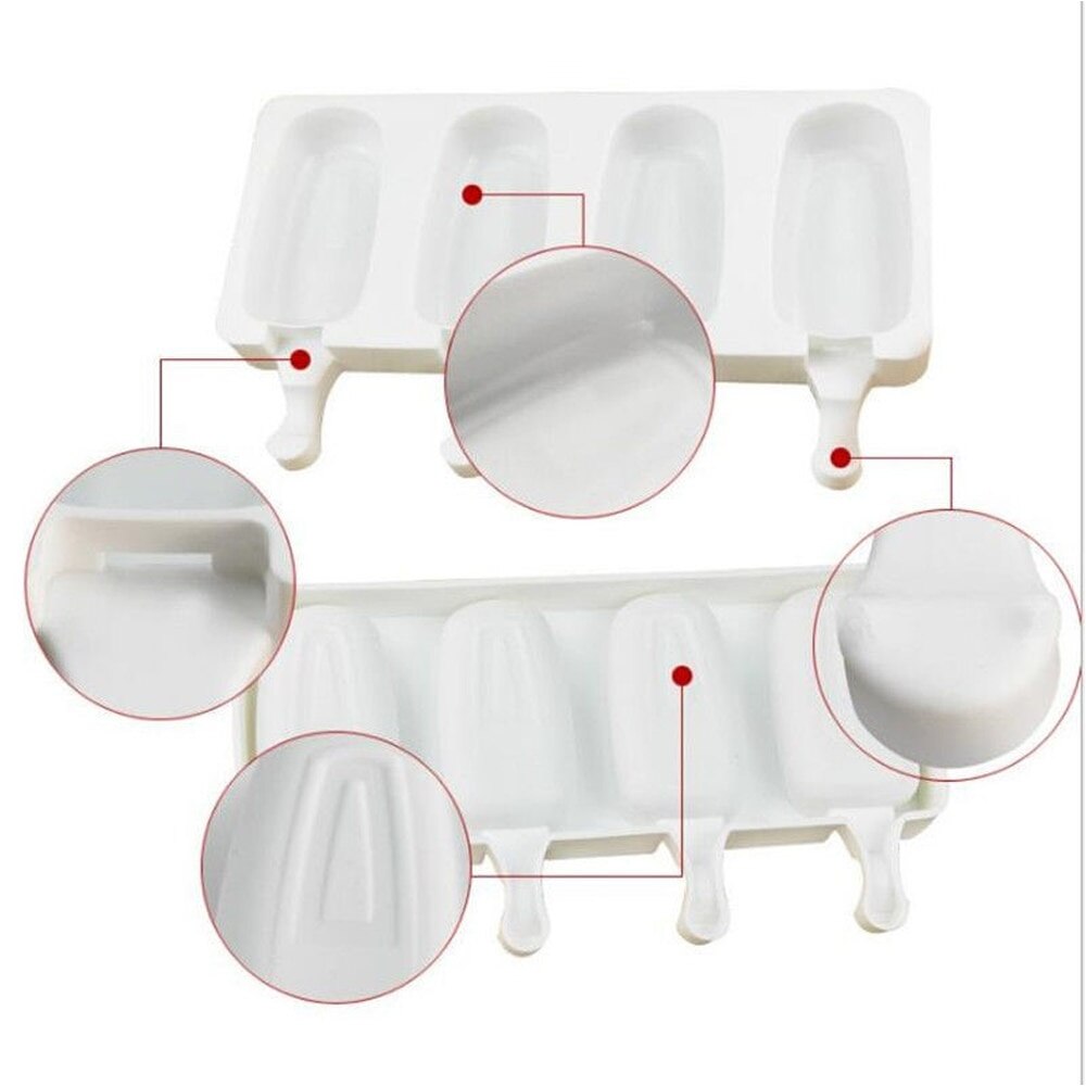 Silicone Ice Cream Mold DIY Homemade Popsicle Molds Freezer Juice 4 Cell Big Size Ice Cube Tray Popsicle Barrel Maker Mould