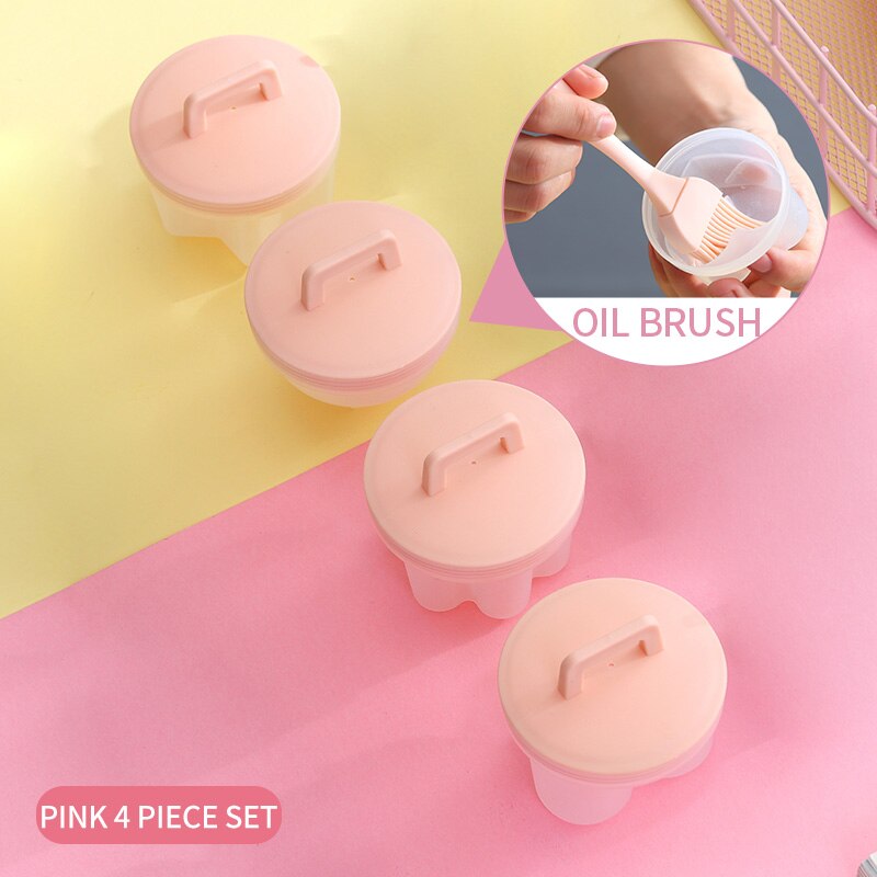 Hervidor de huevos de plástico, utensilio de cocina, molde con tapa, cepillo, máquina para tortitas: 4 Pcs Pink