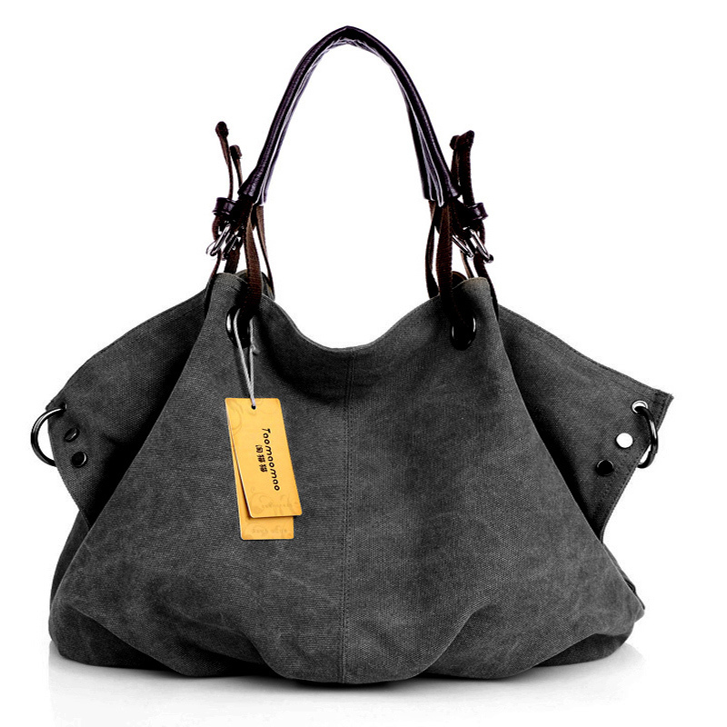 Vrouwen Canvas Messenger Bags Vrouwelijke Crossbody Tassen Solid Schoudertas Casual Vrouwelijke Handtas Grote Capaciteit Tote: Black