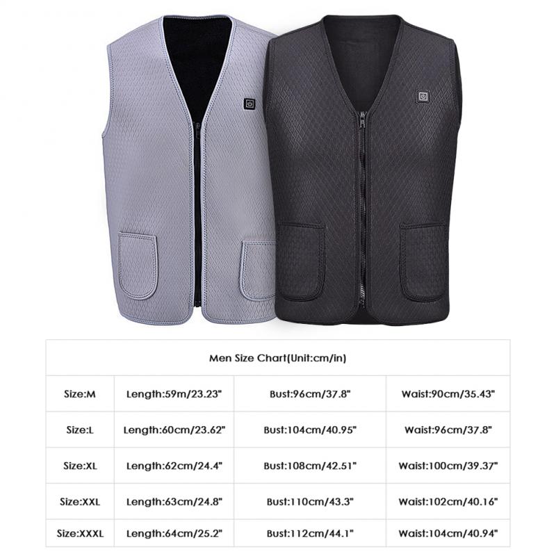 Gilet Chauffant Homme Femme - 5 Zones Chauffantes, 3 Niveaux Température - Pour Ski, Moto, Randonnée (Sans Batterie)