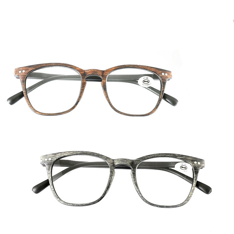 Noordse houten kleur oversized kunststof montuur hoogwaardige presbyopie brilmontuur veerleesbril met graad  +1.0 +1.5 +2.0