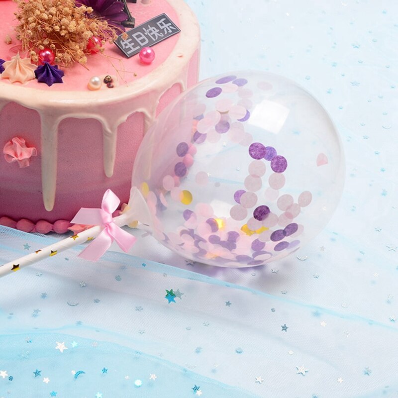 Confetti Balloon Cake Topper Happy Birthday Party Decor Kids Wedding Birthday Cake Decor Baby Shower Flamingo Party Fav