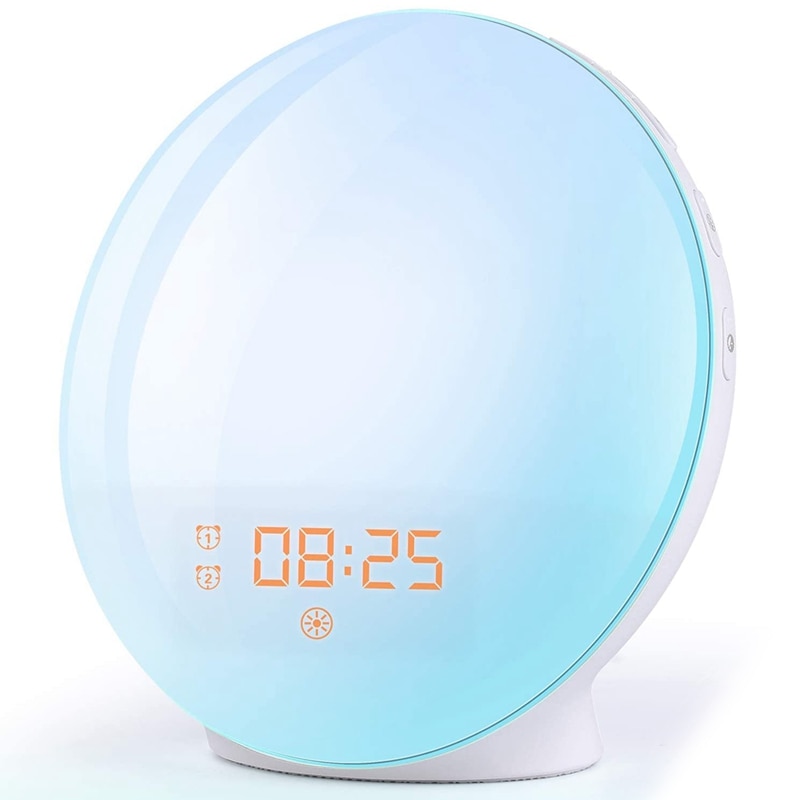 Alarm Clock Wake Up Light Light Alarm Clock with Sunrise/Sunset Simulation Dual Alarms, 7 Colors Atmosphere Lamp EU Plug: Default Title