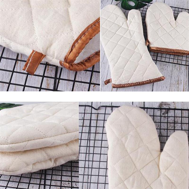 2 piezas de tela de algodón blanco guantes resistentes al calor cocina horno manopla utensilios de cocina para restaurante casero