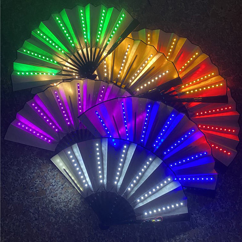 glühen Falten LED Fan tanzen Licht Fan Nacht Show Halloween Weihnachten Rave Festival Zubehör Ich bin Dunkeln leuchten Party zubehör