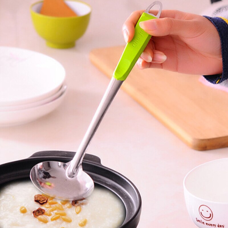 Escurridor de acero inoxidable, colador, cuchara de sopa, cucharón de sopa, utensilios de cocina, mango, colgante de pared, Color caramelo, herramientas de cocina, accesorios