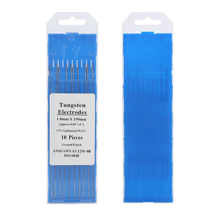 Varillas de electrodos de tungsteno lantano WL15 1/1, 6mm, acero inoxidable, titanio, Metal, cobre, aleación de aluminio, electrodos de soldadura TIG, 10 piezas