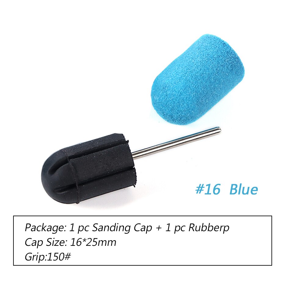 1pc taille mixte clou foret ensemble UV vernis nettoyage ongles limes 150 bandes de ponçage bloc casquettes électrique manucure Art outils BE725: No.16 Blue