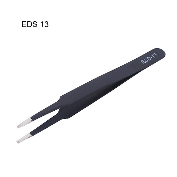 Pinzas de acero inoxidable antiestáticas ESD, herramientas de mantenimiento, pinzas rectas y curvadas de precisión Industrial, GYH, 6 uds.: ESD-13