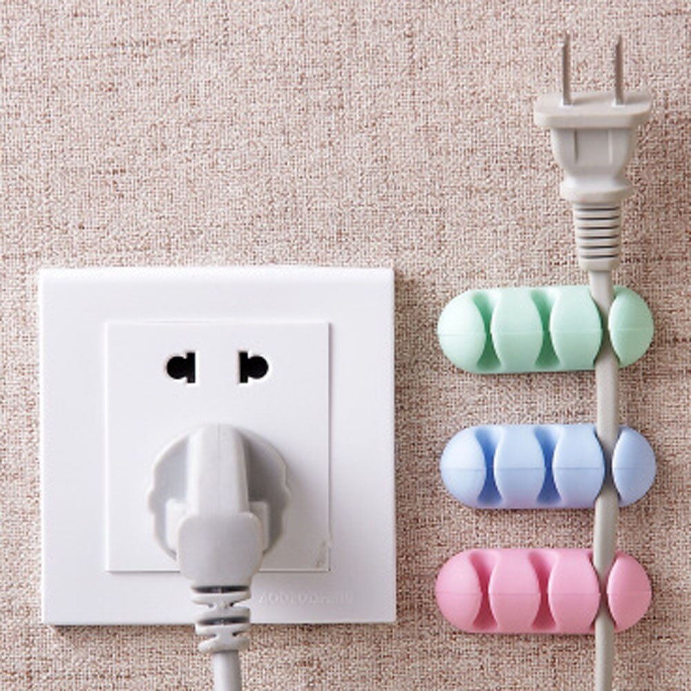 Soporte de almacenamiento de cables de silicona, organizador de escritorio para cables digitales, accesorios para el hogar, colorido, Uds.