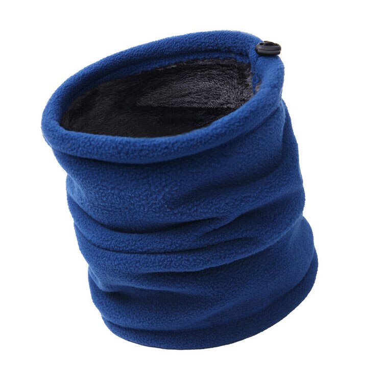 Polar Fleece Neck Tube Ear Warmer Gaiter Face Mask Headband Winter Thermal Warm Scarf for Camping Hiking Headwear Beanie Hat Cap: Double-layer Blue