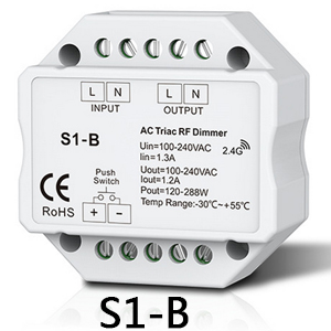 S1-B 2.4GHz RF Wireless Remote R1 100-240VAC Input voltage;Output 100-240VAC 1A Push Dimmer Switch Led Triac Dimmer Controller: S1-B
