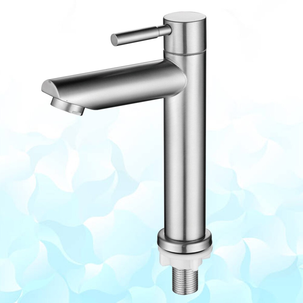 Single Cold Water Stainless Steel Water Faucet Basin Faucet Washbasin Basin Faucet Silver