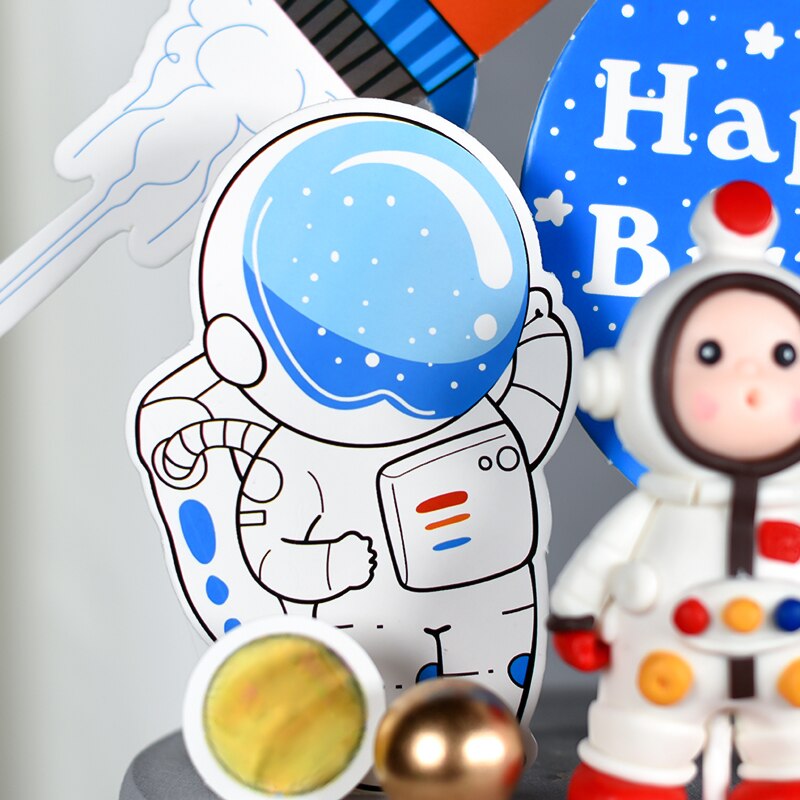 Cakelove 1 set astronaut Spacecraft Rocket Universe Cake Topper with Toothpick for Birthday Party Decoration Dessert