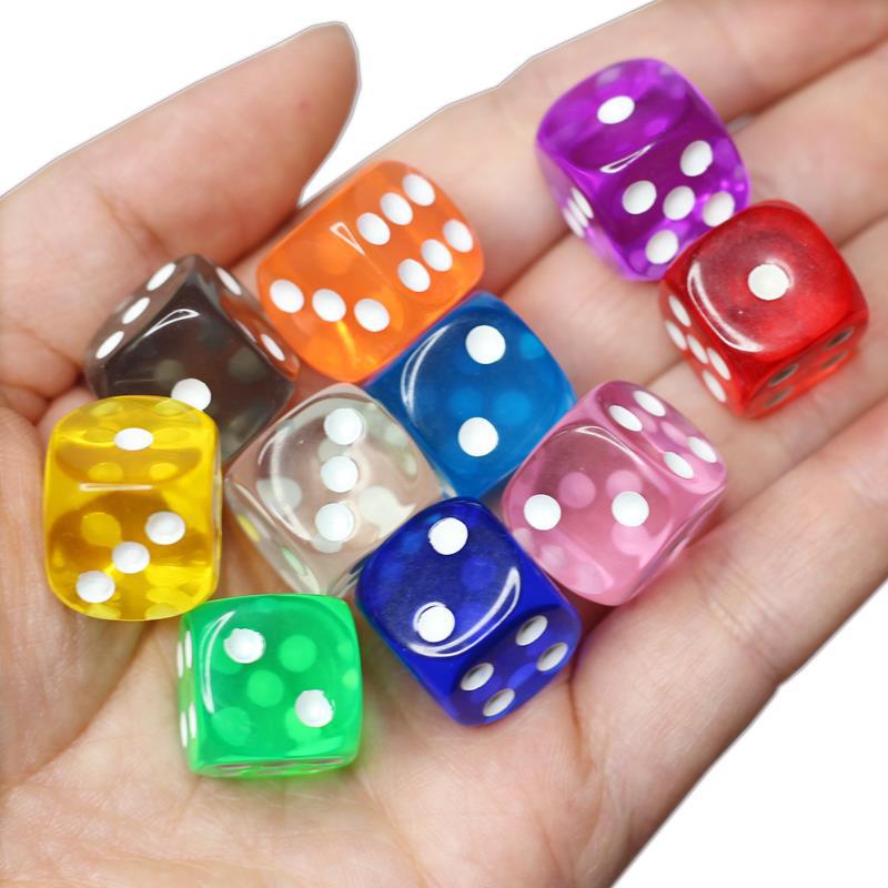 Dobbelstenen Set 10 Kleuren Acryl 6 Zijdige Transparante Dobbelstenen Voor Club/Party/Familie Games 14Mm