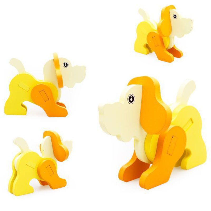 3D Three-dimensional Wooden Animal Jigsaw Puzzle Toys For Children DIY Baby Kids Handmade Wooden Toys Animals Puzzles: Dog