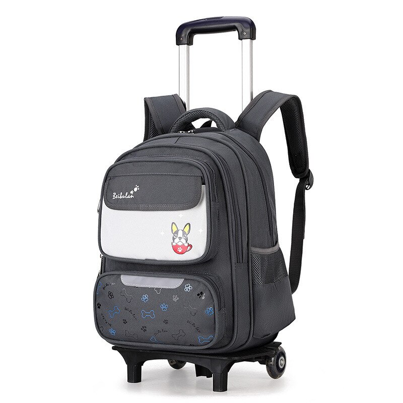 Afneembare trolley schoolrugzak tassen met wieltjes kinderschooltas jongens basisschoolrugzakken meisjes schooltassen sac a dos enfant: 2 wielen grijs