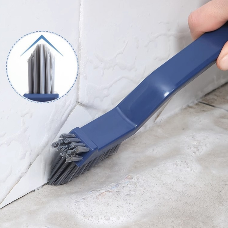Escova multiuso para limpeza de lacunas de piso de azulejo de banheiro, ranhura de janela, escova de limpeza manual, ferramenta de cozinha de canto de parede doméstica
