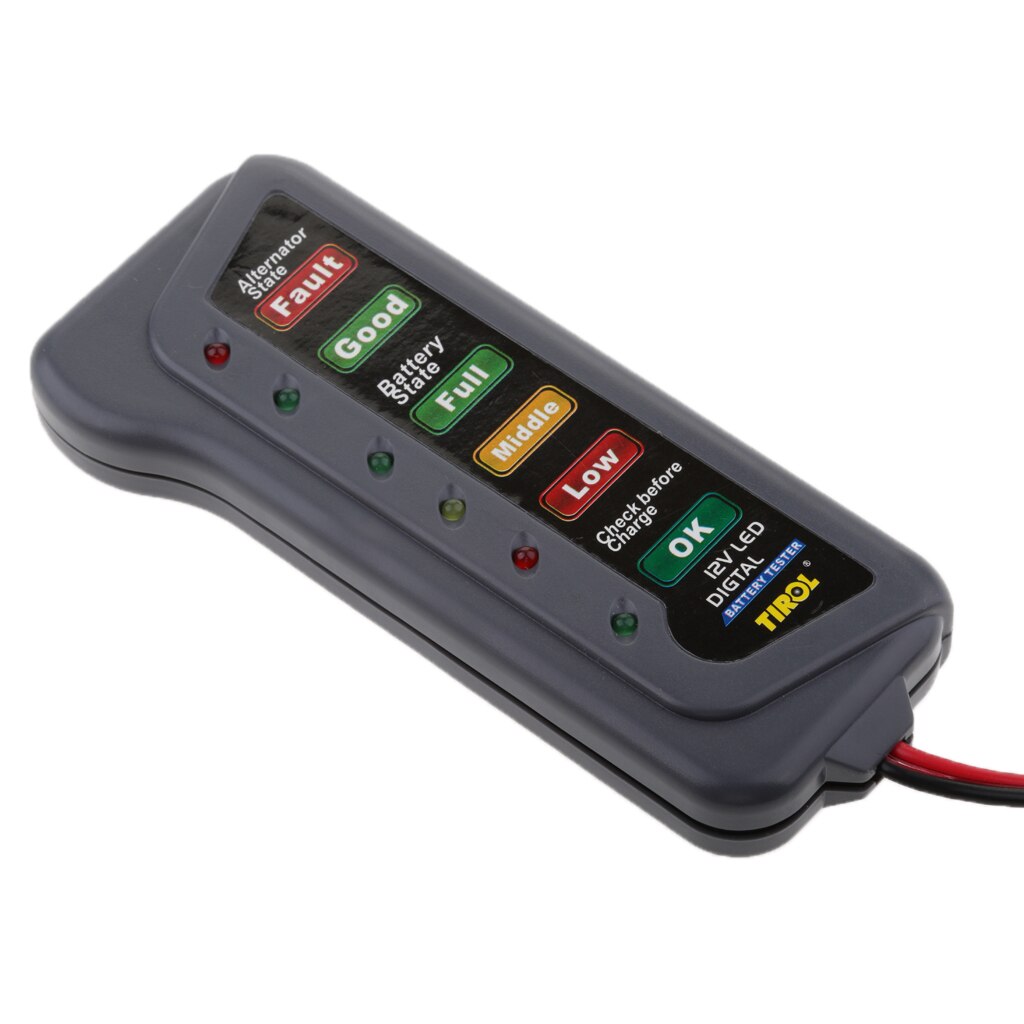 12V Car Battery & Alternator Tester, Test Battery Condition & Alternator Charging Tester for Car Motorcycle (6 LED indication)