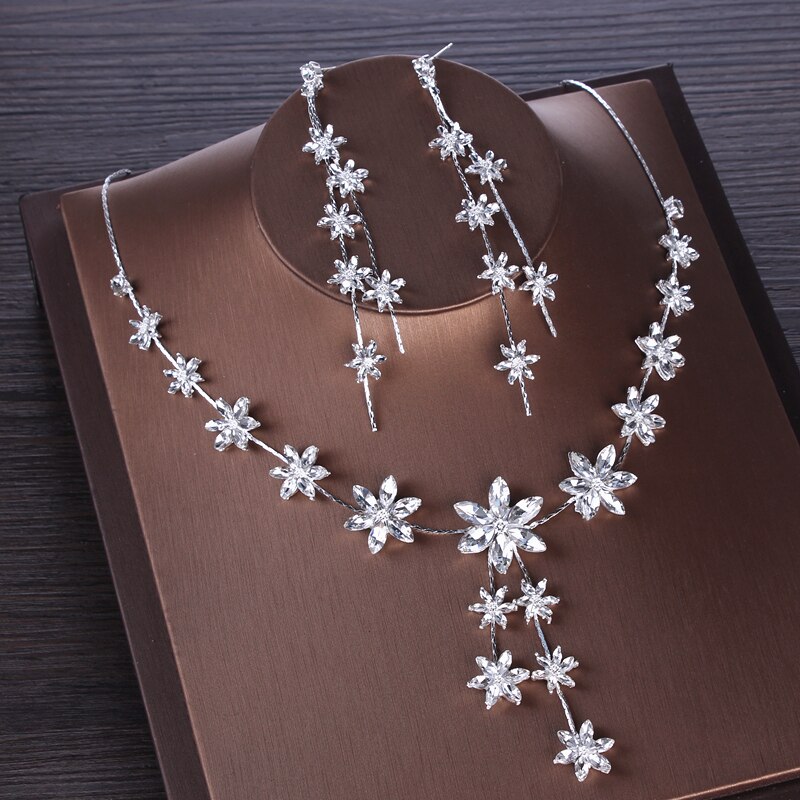 Conjuntos de joias florais de noiva, zircônio cúbico, coroa, brinco, gargantilha, conjunto de cristal, casamento, contas africanas, conjunto de joias