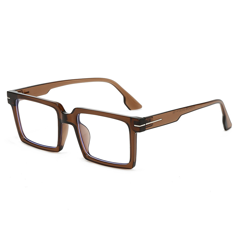 European and American fashionable square frame glasses, daily decoration for men and women, anti-blue light glasses for shopping: Khaki