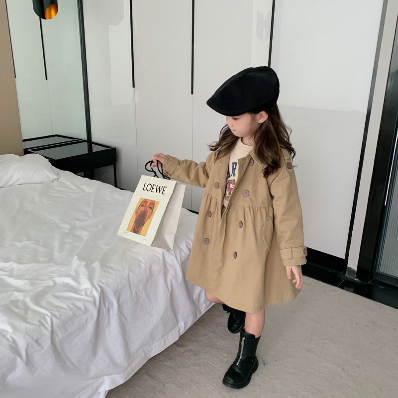 koreanische Stil Neue Frühling Mädchen Graben Khaki Lange Ärmel Mantel Nette Stil Outwear Kinder Kleidung E067