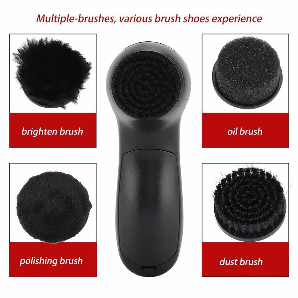 Electric Shoe Shine Kit Electric Shoe Polisher Brush Shoe Dust Cleaner Wireless Leather Care Kit With 4 Changable Brushes