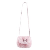 Mode Strik Imitatie Bont Schouder Messenger Tas Portemonnee Schattige Prinses Meisje Mini Cross Body Bag 2 Types: Pink