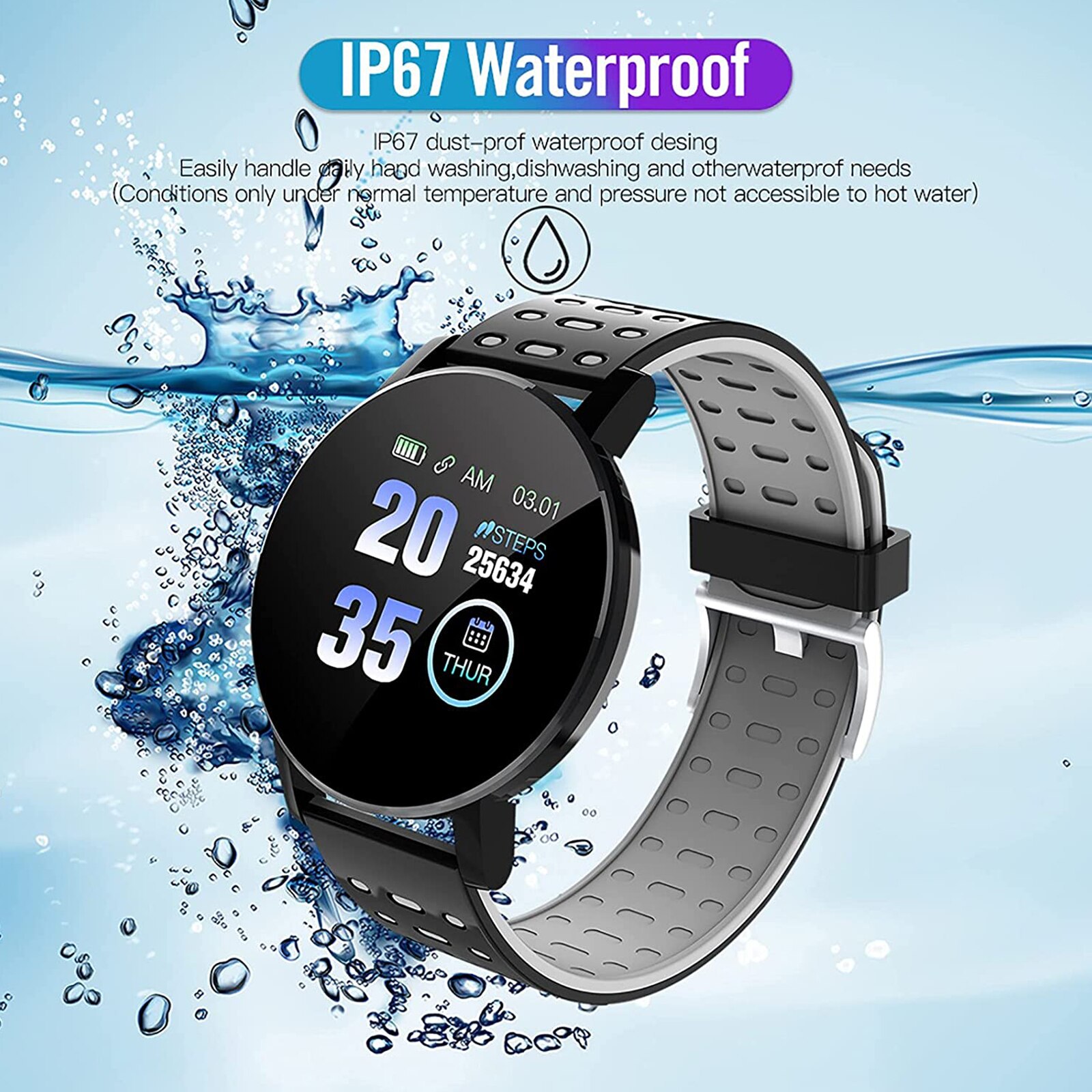 Smartwatch Walk Step Counter Heart Rate Blood Pressure Monitor Bracelet Pedometer Waterproof Fitness Tracker