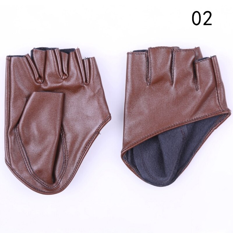 Gants moulants demi-doigt en simili cuir pour femmes, moufles Sexy, demi-paume, fête, pour dames, courts, noirs, tendance,: Black