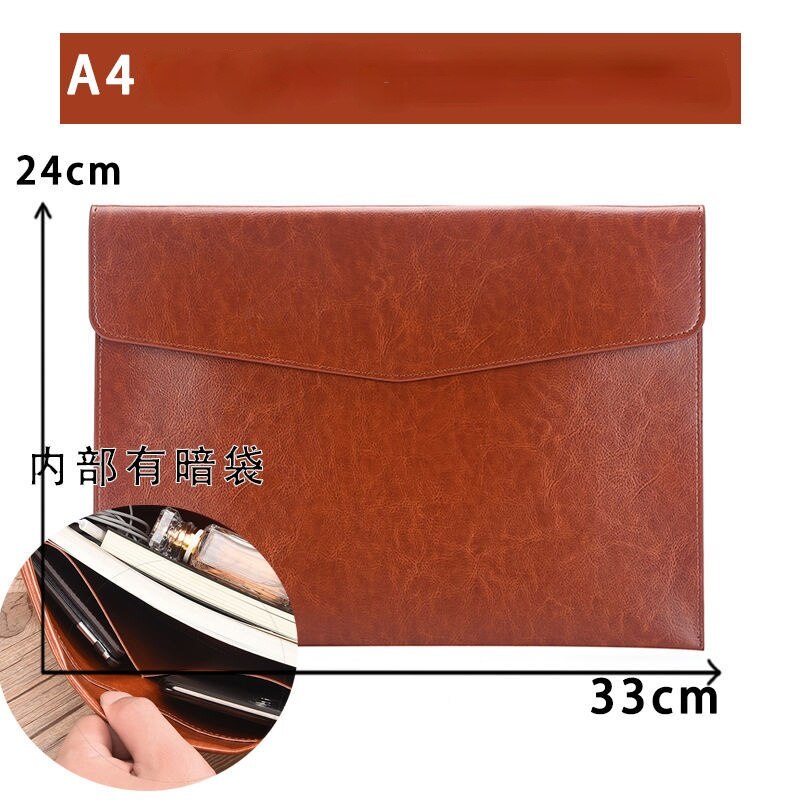 A4 A5 A6 Retro Business Leather Portable File Folder Data Package Document Bag Simplicity Magnetic Button School Office: A4 A