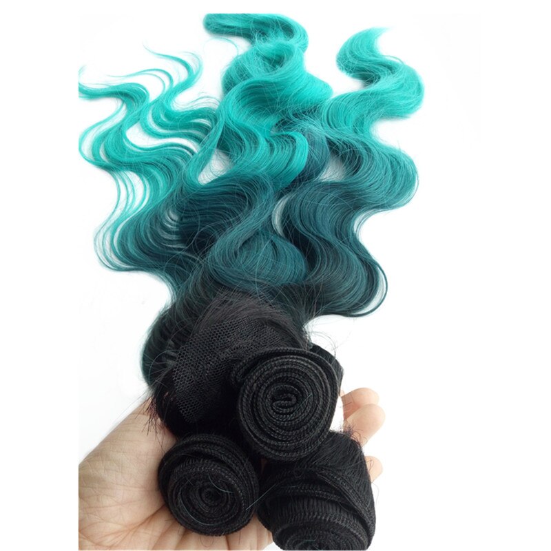 Extensión de pelo sintético impregnado 280 g/set 4 Uds. Color gris azulado negro 3 tonos Ombre alta temperatura fibra onda corporal para mujeres: T1B / 613