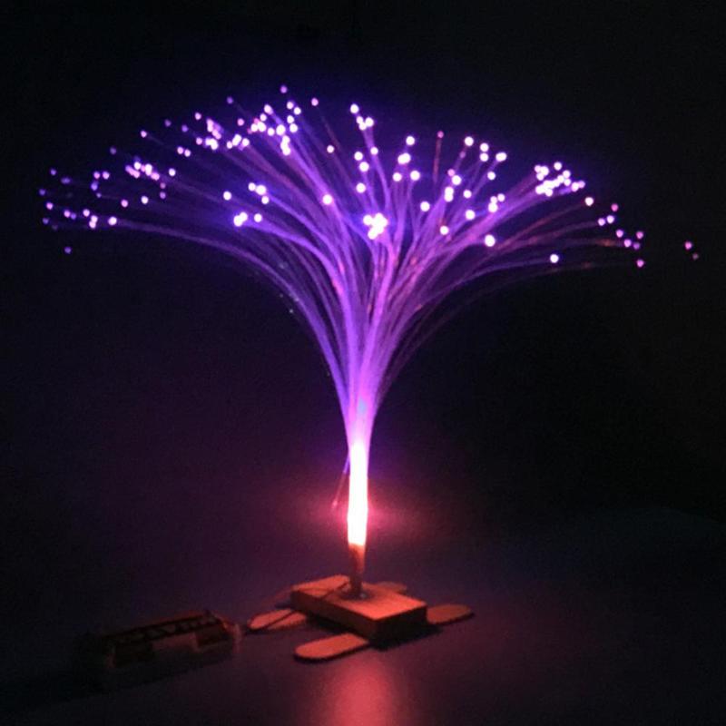 Kids Science Experiment Hout Kleurrijke Fiber Optic Verlichting DIY Montage Speelgoed