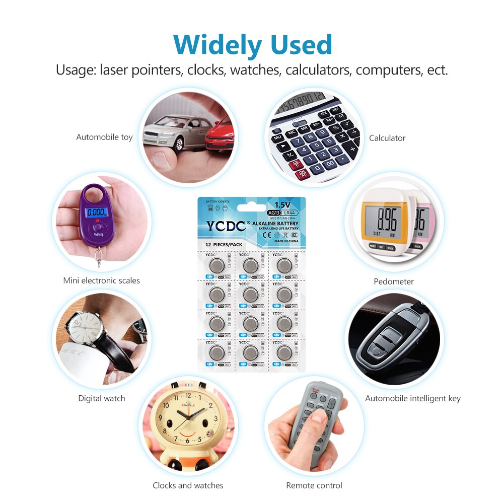 YCDC 48-240Pcs AG13 LR44 357 Button Batteries R44 A76 SR1154 LR1154 Cell Coin Alkaline Battery 1.5V G13 For Watch Toys Remote