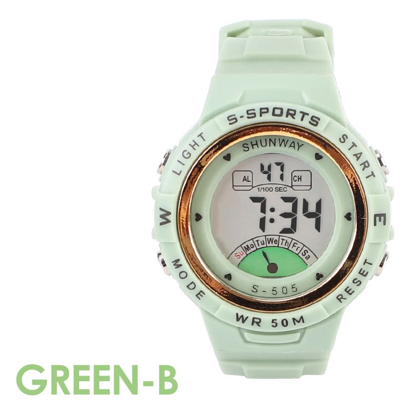 Uthai CE02 Kids Kinderen Horloge Elektronische Quartz Horloge Voor Jongen Meisje 50M Waterdicht Student Sport Horloges Kleurrijke Reloj: Green-B