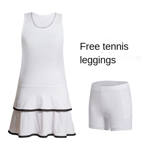 Falda deportiva para niñas, traje de tenis de secado rápido, falda de bádminton, chaleco de una pieza, novedad de 2022: Negro / 160cm