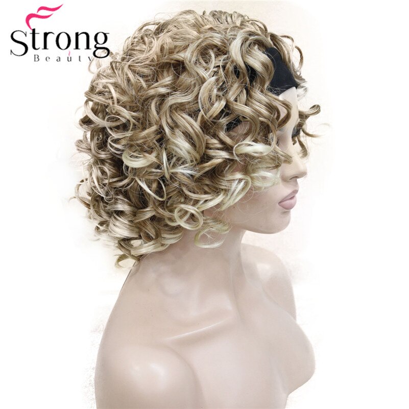 Blonde Highlights Short 3/4 Women's Synthetic Wigs Hairpiece Curly Hair Piece with Headband COLOUR CHOICES: P27/613