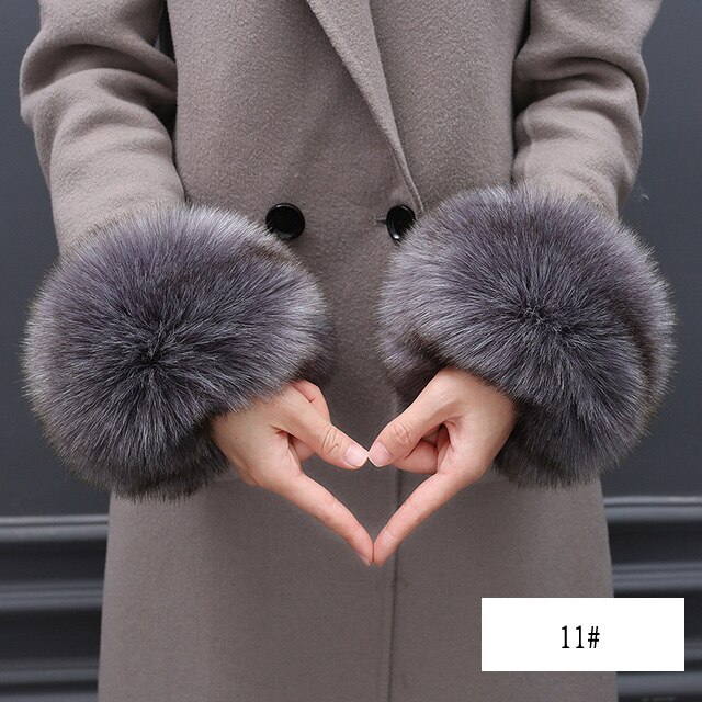 Oversized bont manchetten imitatie bont hand ring handschoenen winddicht manchetten set armband