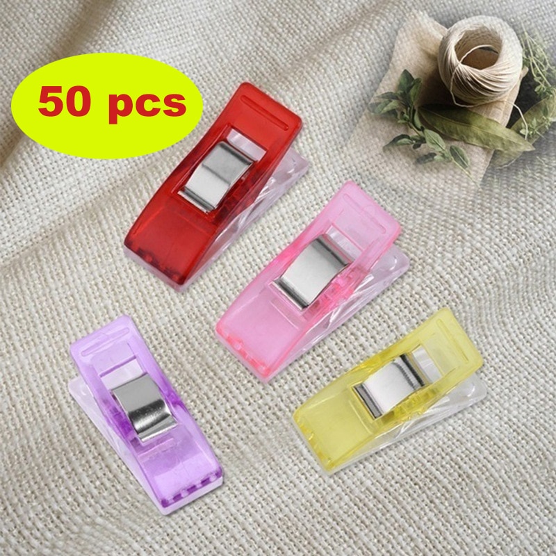 50pc miniklämmor plasttyg sömnadsknapp lapptäcksklämmor för att tillverka quiltklämmor bindningsklämmor papperssömnadsverktyg
