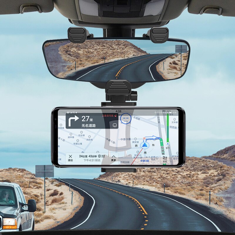 Universele Smartphone Car Achteruitkijkspiegel Telefoon 360 Graden Gps Navigatie Telefoon Beugel Mobiele Telefoon Houder Beugel Staat Tool
