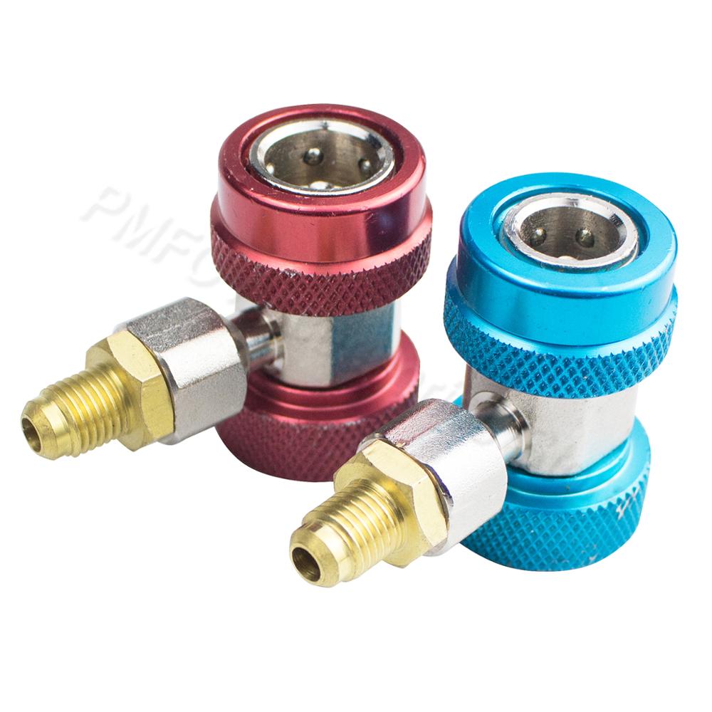 PMFC 1 Pair High Low Connector Manifold Adapter R134A AC Air Condition Adjustable Quick Coupler Refrigerant Manifold Gauge Set